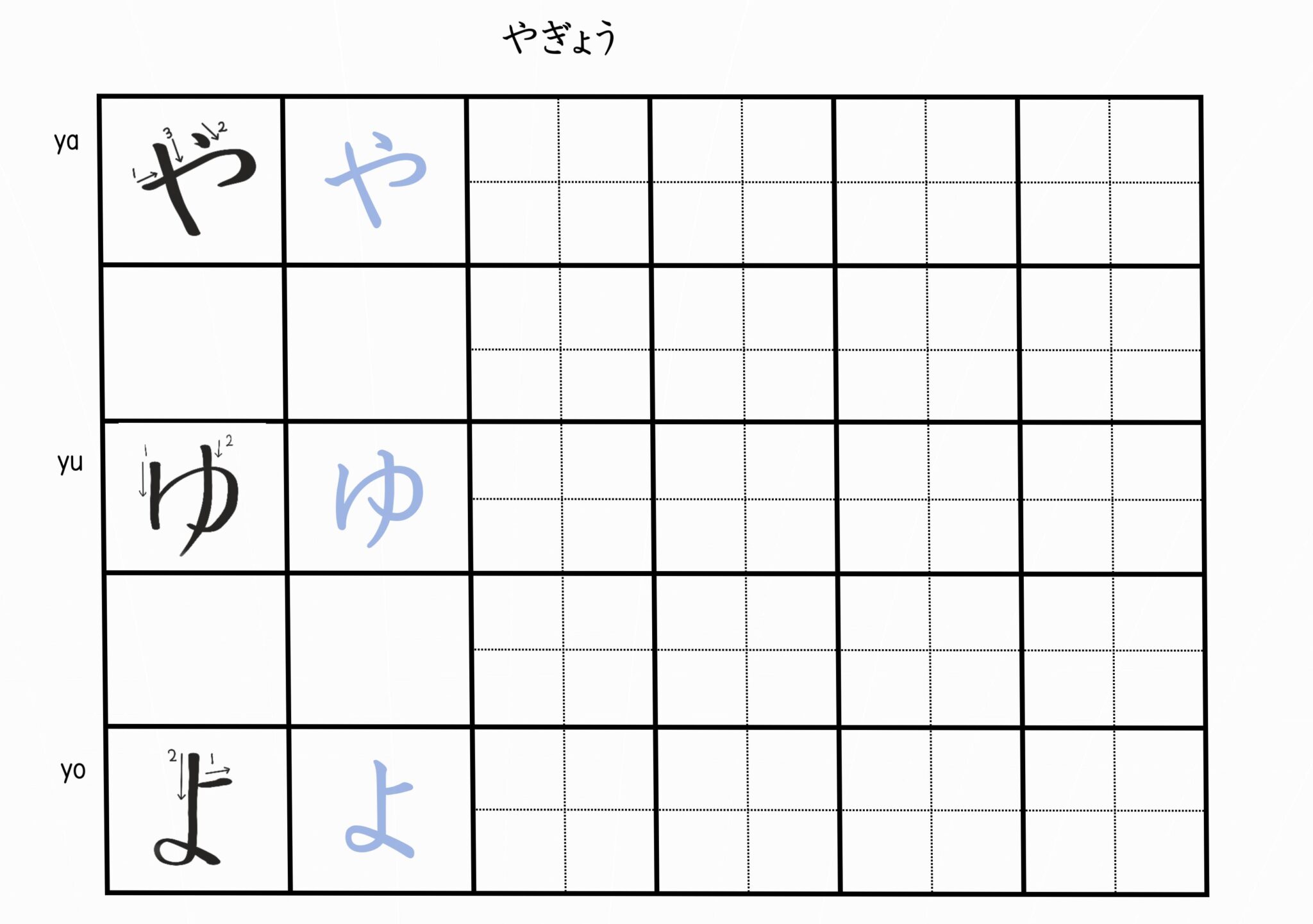 やゆよ やぎょう れんしゅう(練習) | ライクジャパニーズ( Like Japanese)